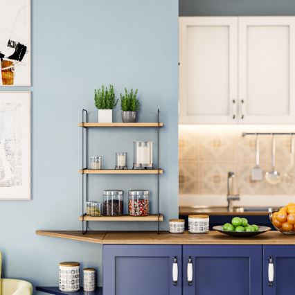 Настенная полка PULALIS 66x40 см коричневый/черный