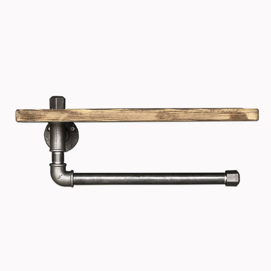 Настенная полка с держателем для полотенец BORURAF 16x40 см ель/черная