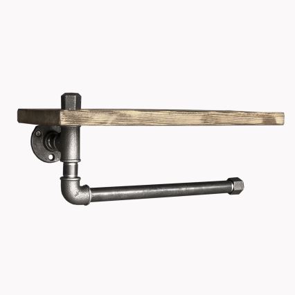 Настенная полка с держателем для полотенец BORURAF 16x40 см ель/черная