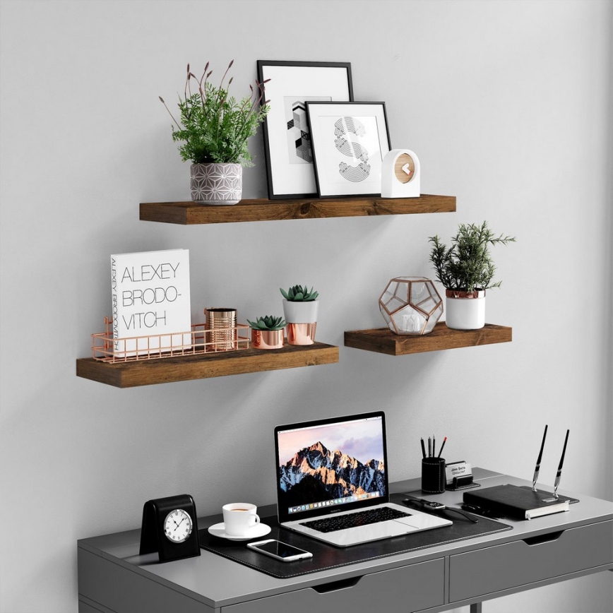Настенная полка SHELFY коричневая