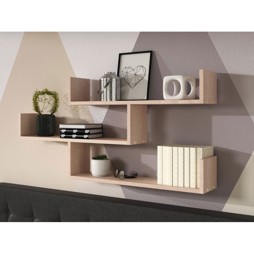 Настенная полка TRIO 119x55x18 см, дуб сонома