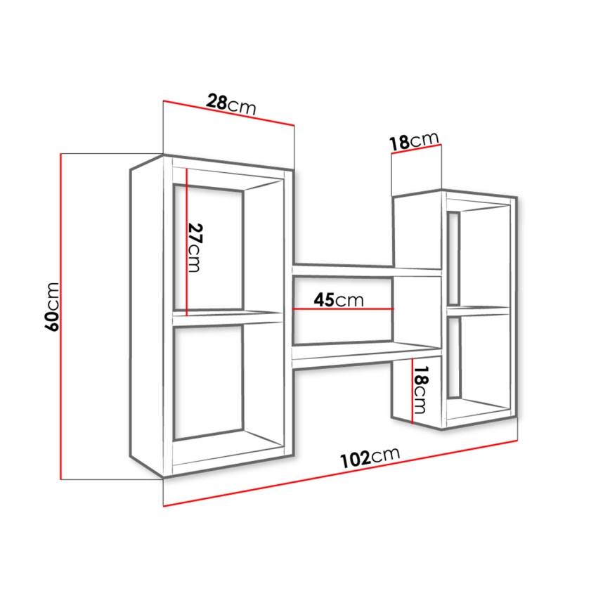 Настенная полка TRIO 60x102 см белый