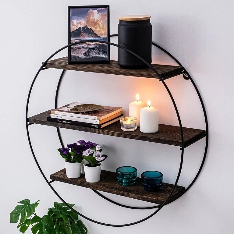Настенная полка TULIPA 60x15 см ель/черный
