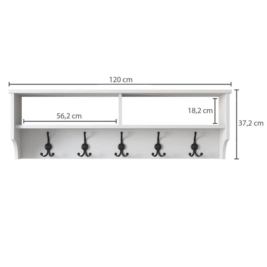 Настенная вешалка RANI 120x37,2 см белый