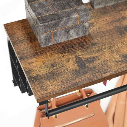 Настенная вешалка с полкой NATE, коричневый/чёрный