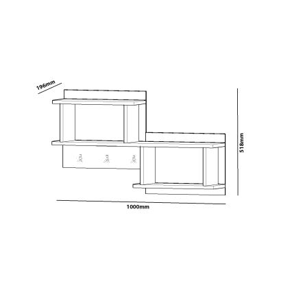 Настенная вешалка с полкой NIZZA 51,8x100 см белая