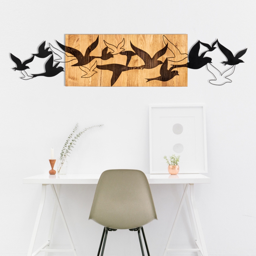 Настенное украшение 111x25 см птицы дерево/металл