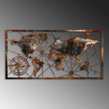 Настенное украшение 120x60 см карта мира металл