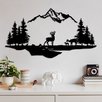 Настенное украшение 2 шт. 70x38 см олень металл/черный