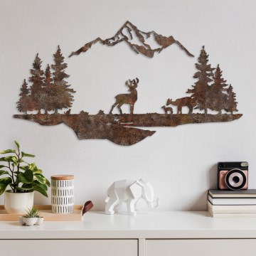 Настенное украшение 2 шт. 70x38 см олень металл/коричневый