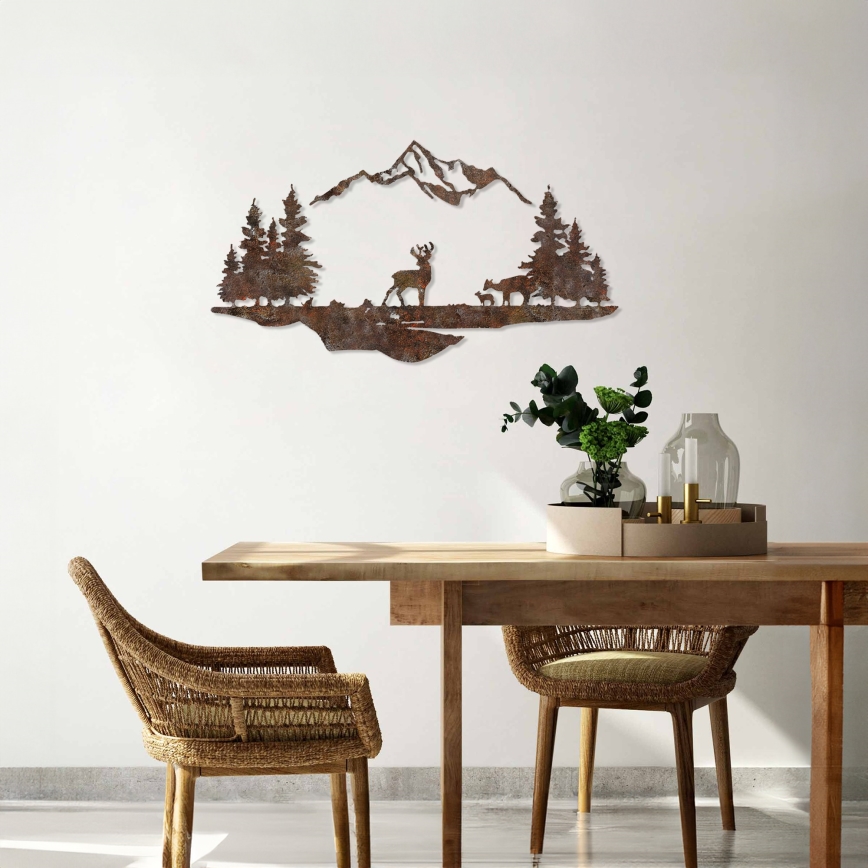 Настенное украшение 2 шт. 70x38 см олень металл/коричневый