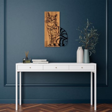 Настенное украшение 38x58 см кот дерево/металл