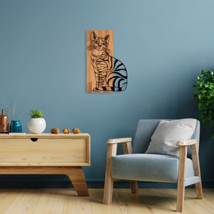 Настенное украшение 38x58 см кот дерево/металл