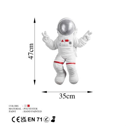 Настенное украшение 47x35 см астронавт серебристый