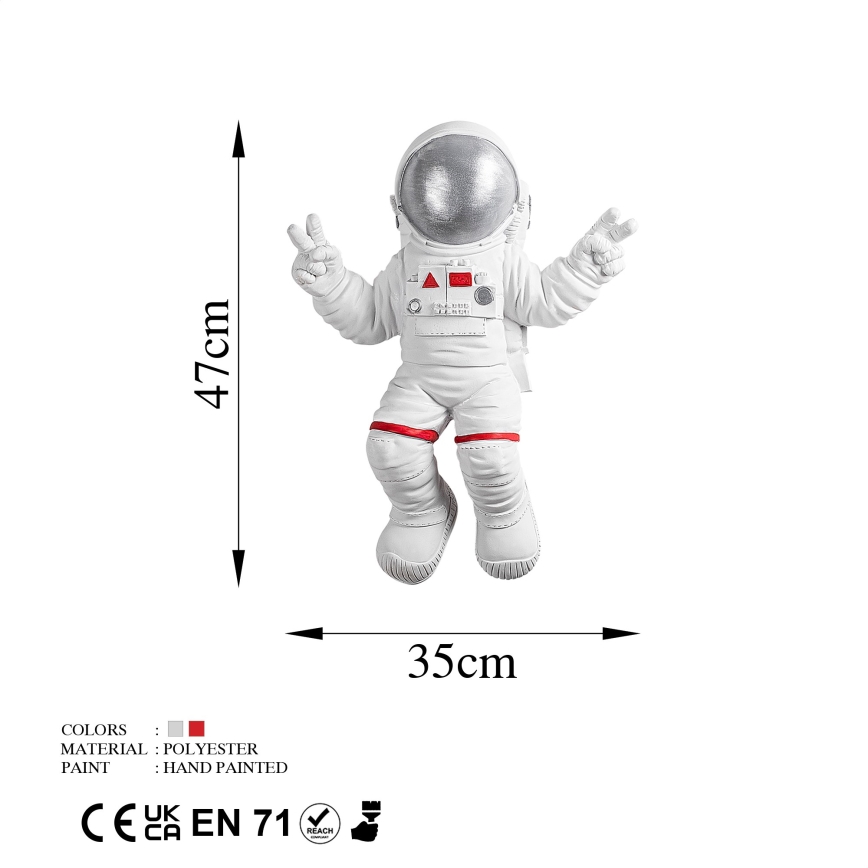 Настенное украшение 47x35 см астронавт серебристый
