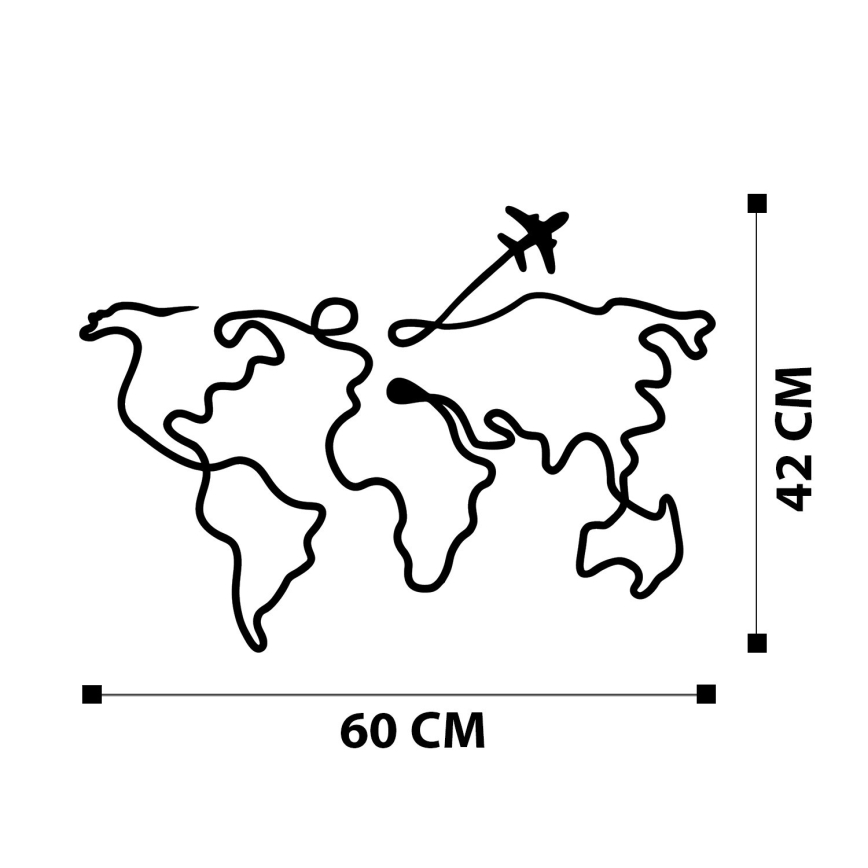 Настенное украшение 60x42 см карта металл