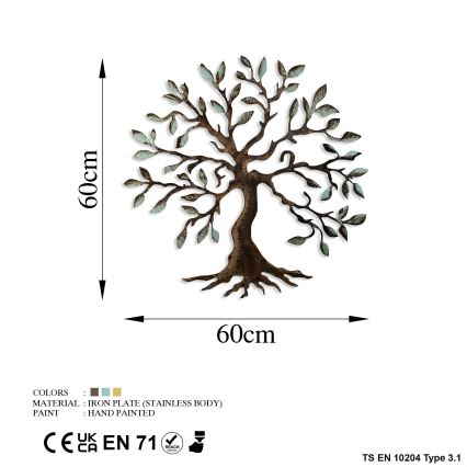 Настенное украшение 60x60 см дерево металл