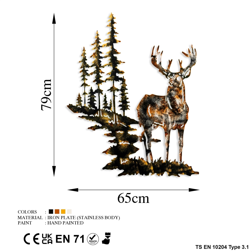 Настенное украшение 65x79 см олень металл