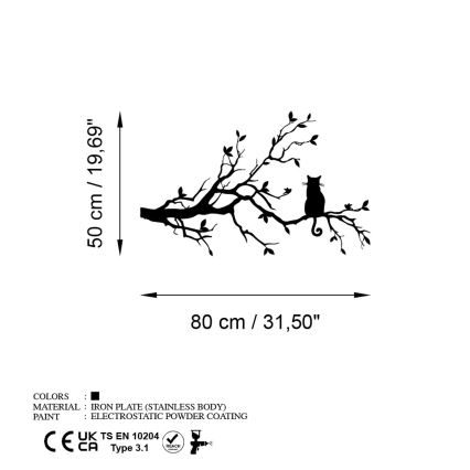 Настенное украшение 80x50 см ветка металл