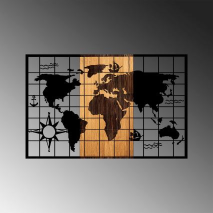 Настенное украшение 90x58 см карта дерево/металл