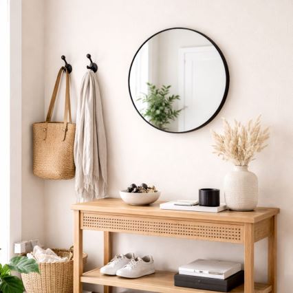 Настенное зеркало CHICAGO, диаметр 40 см, чёрное