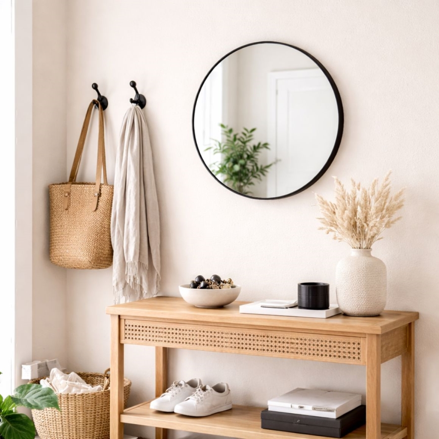 Настенное зеркало CHICAGO, диаметр 40 см, чёрное