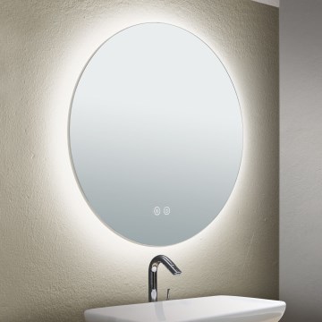 Настенное зеркало для ванной комнаты со светодиодной подсветкой и подогревом FOCUS LED/18W/230V 3000/4200/6000K диаметр 45 см IP44