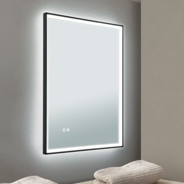 Настенное зеркало для ванной комнаты со светодиодной подсветкой и подогревом FRAME LED/48W/230V 3000/4000/6000K 60x45 см IP44