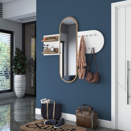 Настенное зеркало RANI 125x120 см белое/коричневое