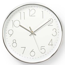Настенные часы 1xAA белые/серебряные