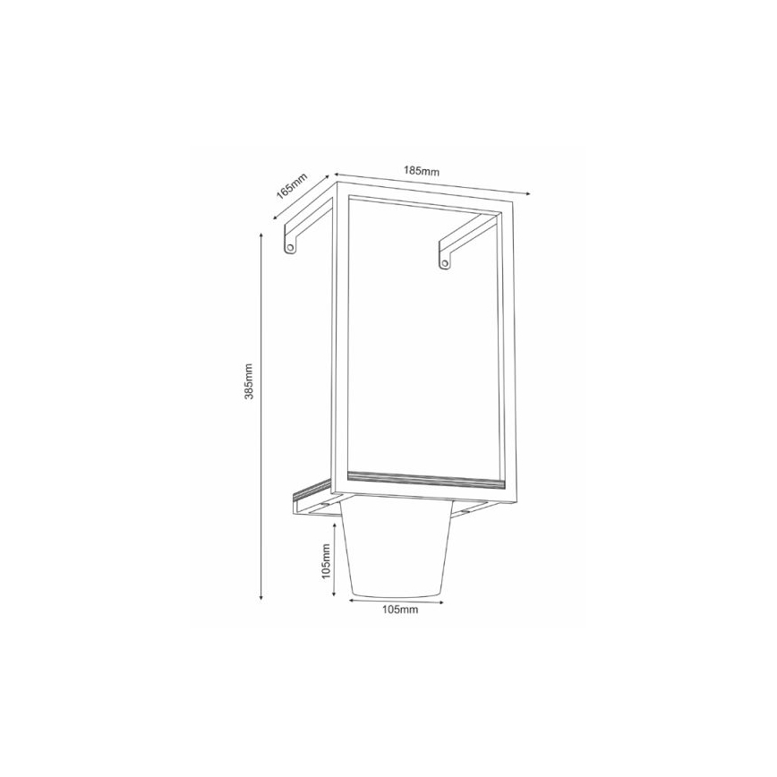 Настенный цветочный горшок 38x18 см черный