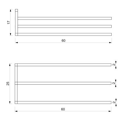 Настенный держатель для полотенец 25x60 см черный