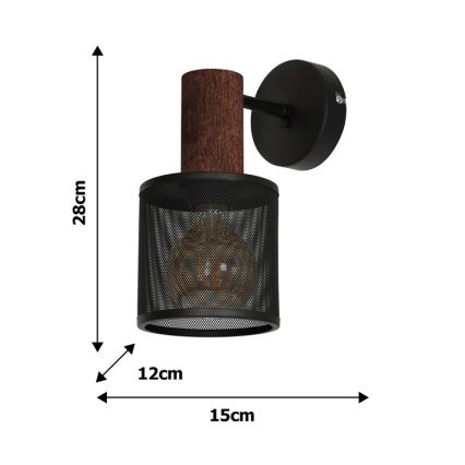 Настенный светильник ARES BLACK 1xE27/60W/230V