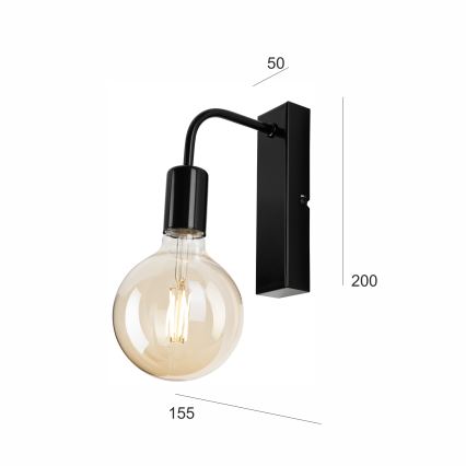Настенный светильник ASTRID 1xE27/60W/230V черный глянец