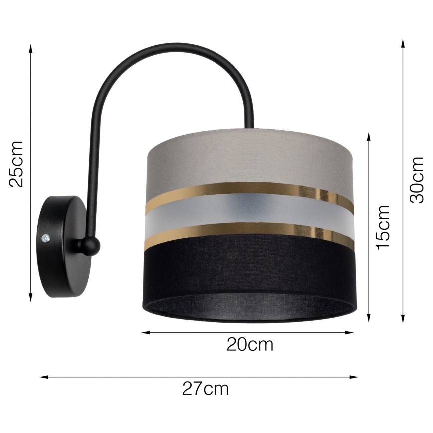 Настенный светильник CORAL 1xE27/60W/230V черная/серая