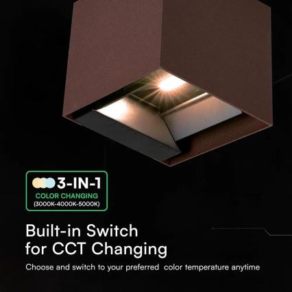 Солнечный настенный светильник LED с датчиком LED/9W/3,7V 3000/4000/5000K IP65 2600 mAh коричневый