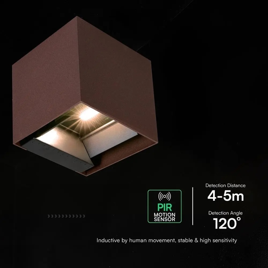 Солнечный настенный светильник LED с датчиком LED/9W/3,7V 3000/4000/5000K IP65 2600 mAh коричневый