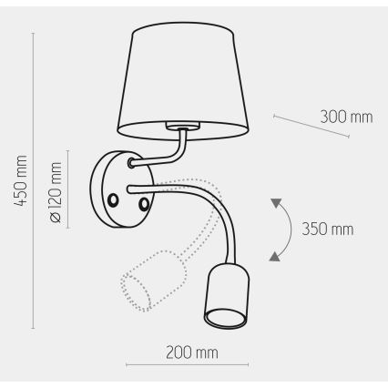 Настенный светильник MAJA 1xE27/15W/230V + 1xGU10/10W/230V черный