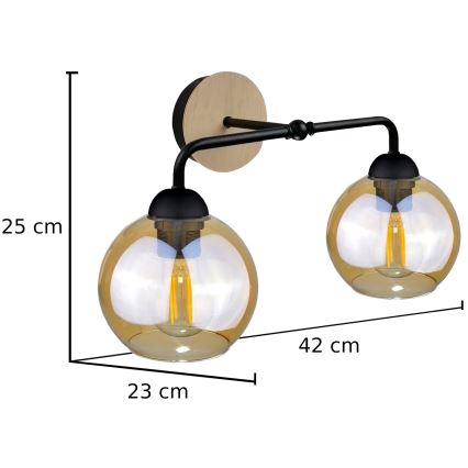 Настенный светильник MELLE WOOD 2xE27/60W/230V