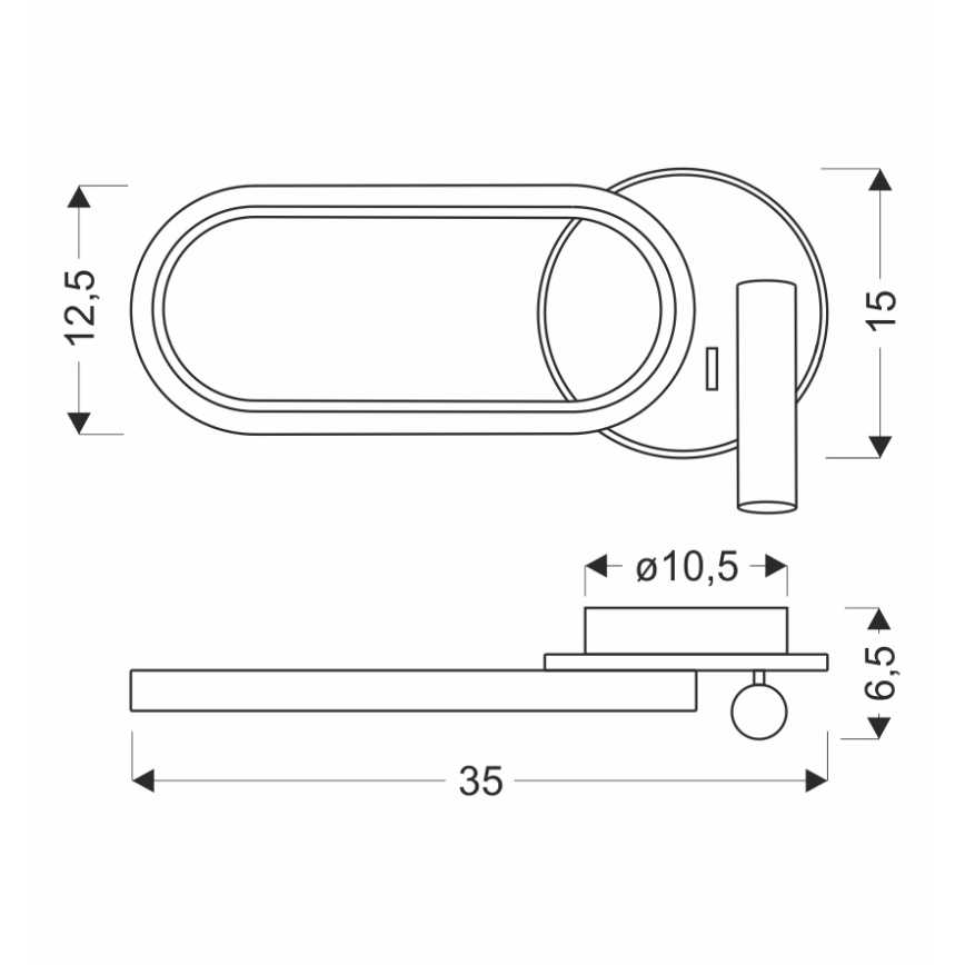 Настенный светильник LED MONET LED/13W/230V + LED/2W 3000/4000/6000K черный