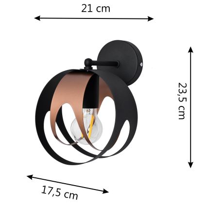 Настенный светильник MOONLIGHT 1xE27/15W/230V черный/медный