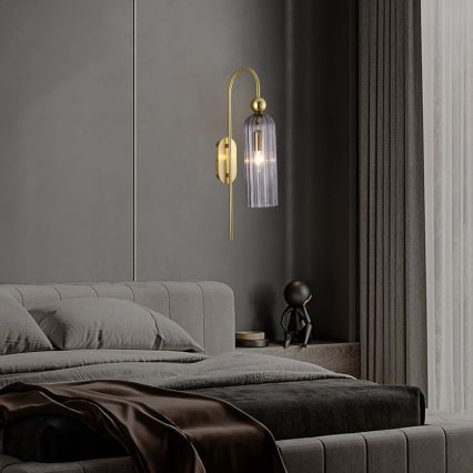 Настенный светильник PIEGA 1xE14/40W/230V латунь/дымчато-чёрный