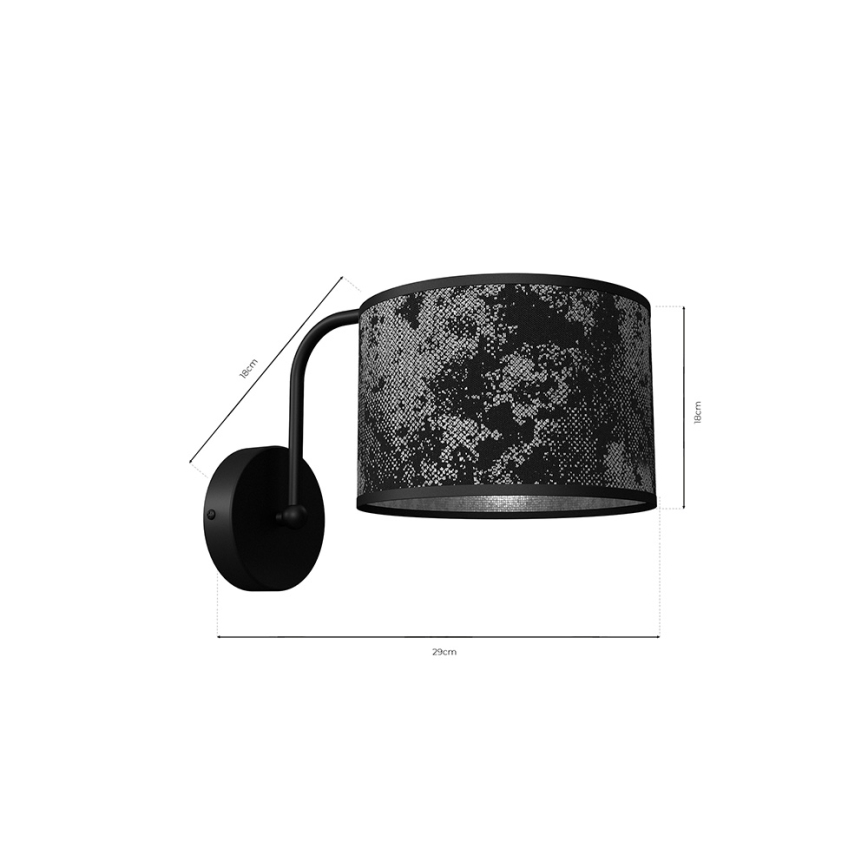 Настенный светильник SATINO 1xE27/60W/230V черный/серый