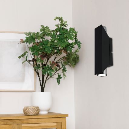 Настенный светильник WALL 2xGU10/8W/230V черная/блестящий хром