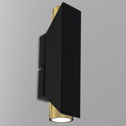 Настенный светильник WALL 2xGU10/8W/230V черная/латунь