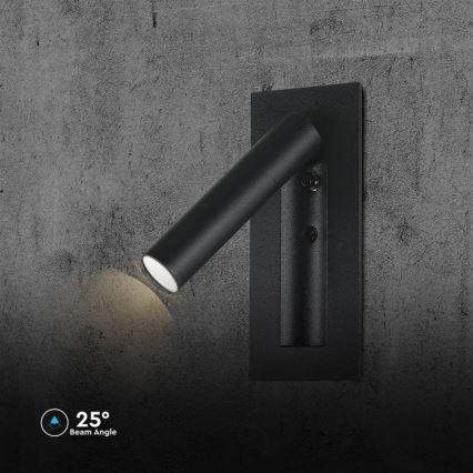 Настенный светодиодный точечный светильник LED/2W/230V 3000K чёрный