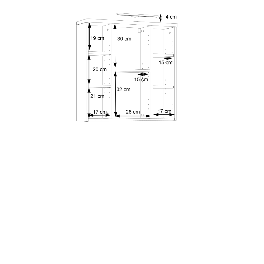 Настенный шкафчик для ванной с зеркалом VENOM, антрацит/коричневый