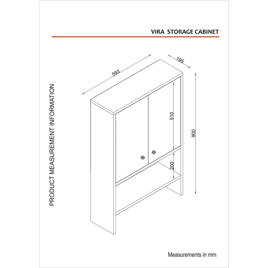 Настенный шкафчик для ванной комнаты VIRA 90x59 см белый