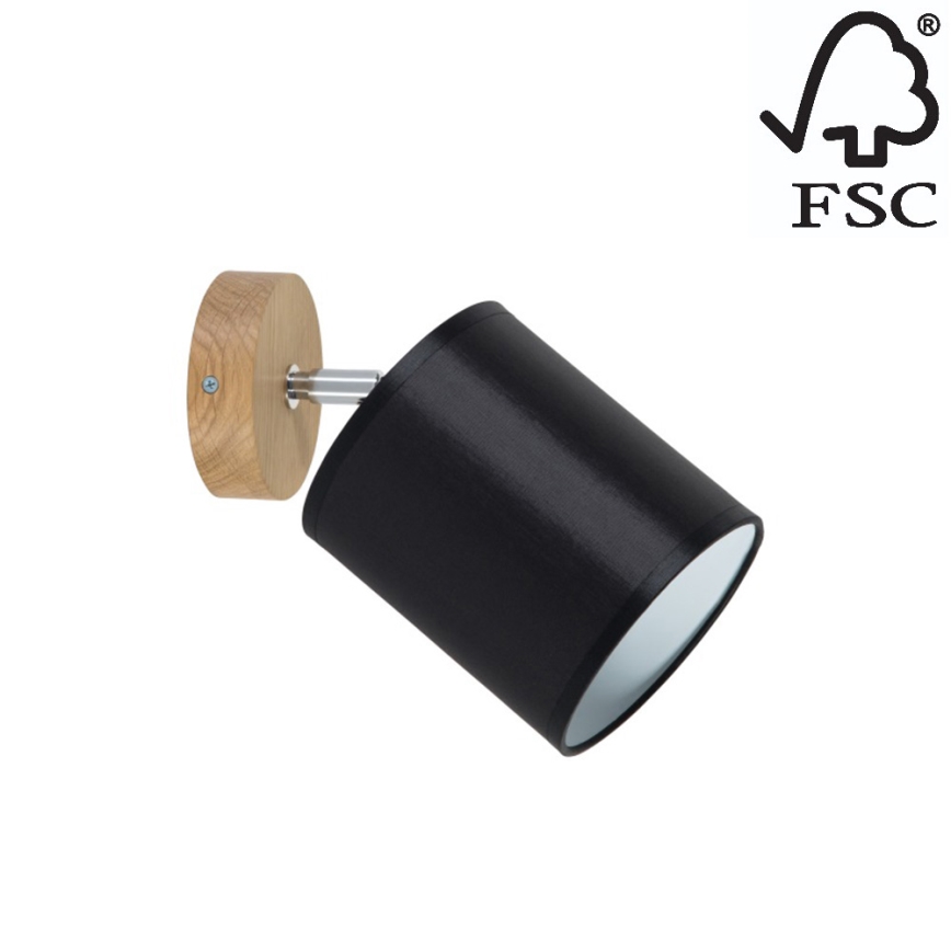 Настенный точечный светильник APRILLIA 1xE27/25W/230V дуб/черный - сертифицировано FSC