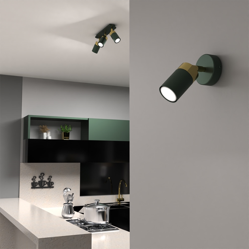 Настенный точечный светильник JOKER 1xGU10/25W/230V зелёный/золотой